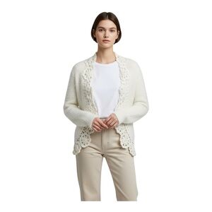 Vintage Crochet Trim Eyelash Knit Whimsy Cottagecore Fairycore  Cardigan